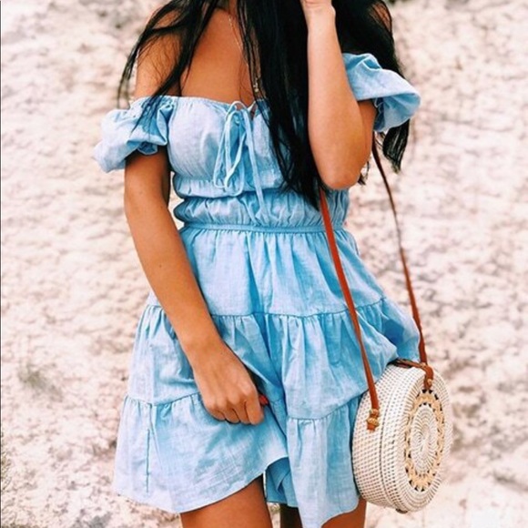 Milkmaid boho dress puff sleeve short shirred - Picture 11 of 12